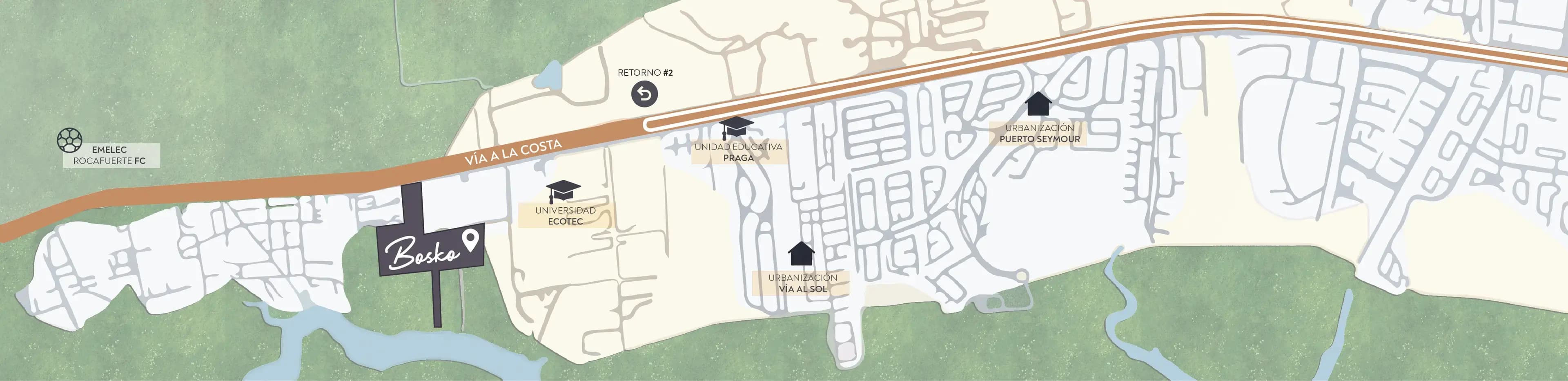Mapa de ubicación de Bosko en Km 16.5 Vía a la Costa, Guayaquil