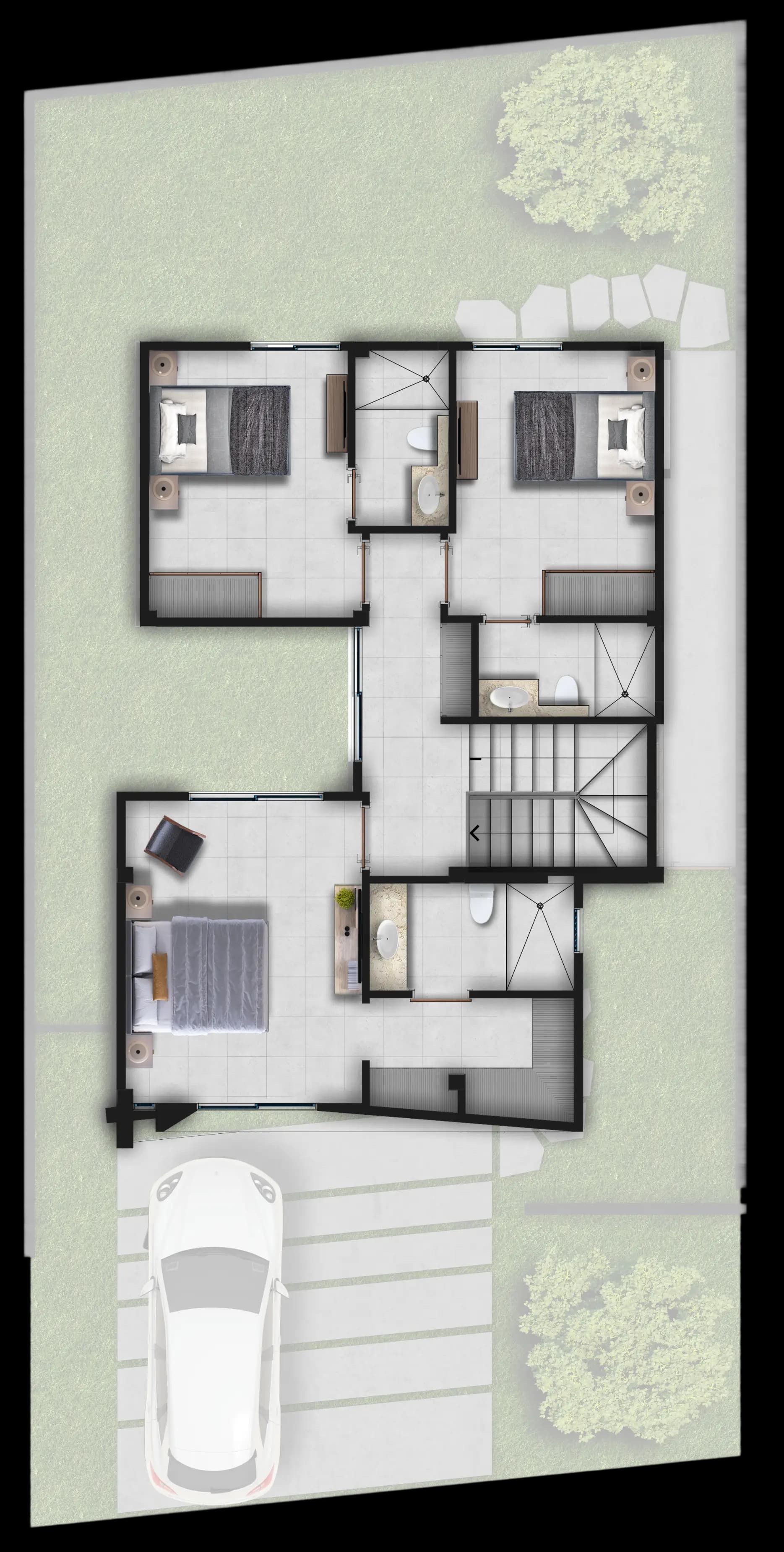 Plano de la planta alta del modelo 1 de casas