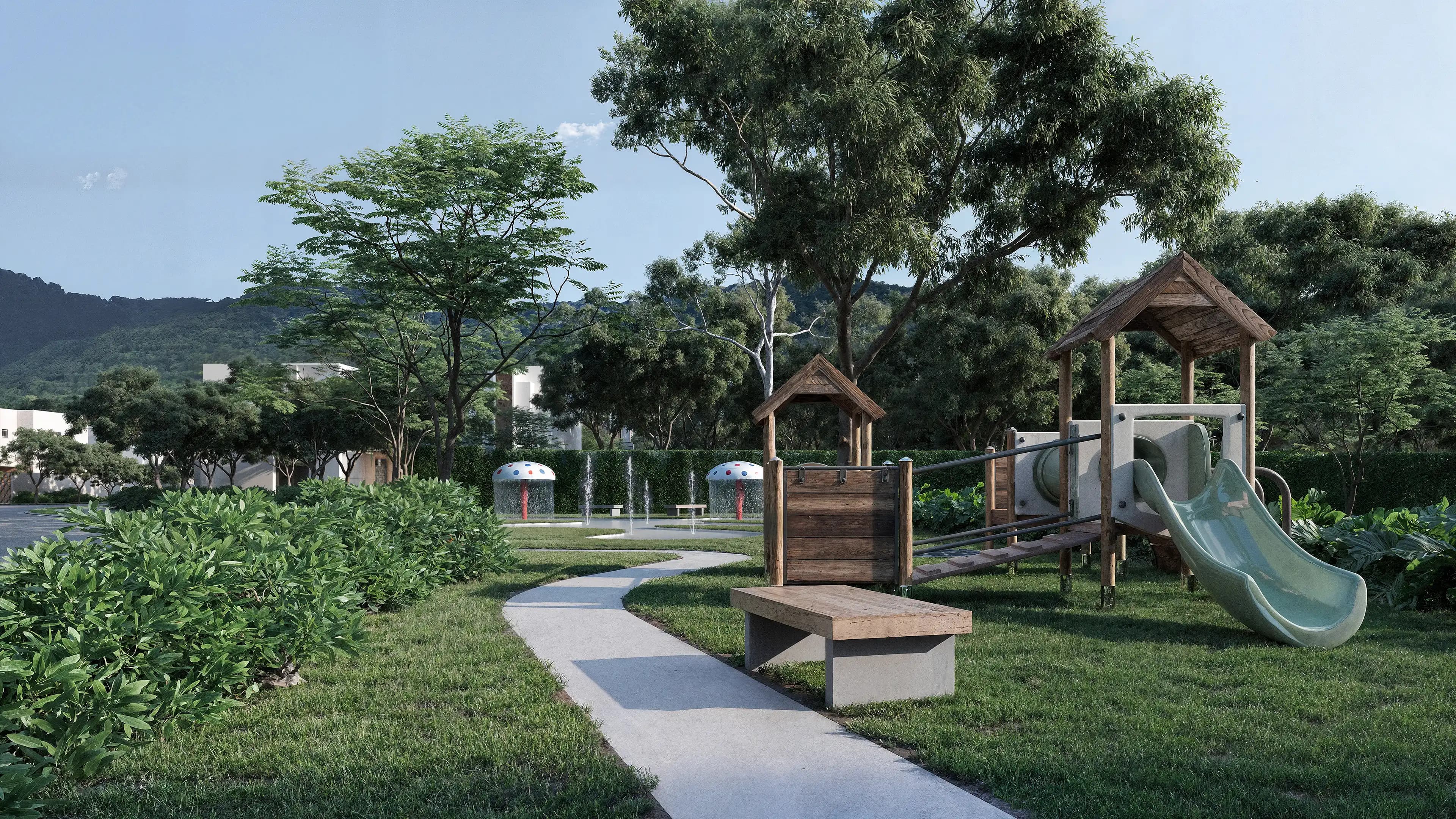 Parque infantil rodeado de naturaleza en Bosko