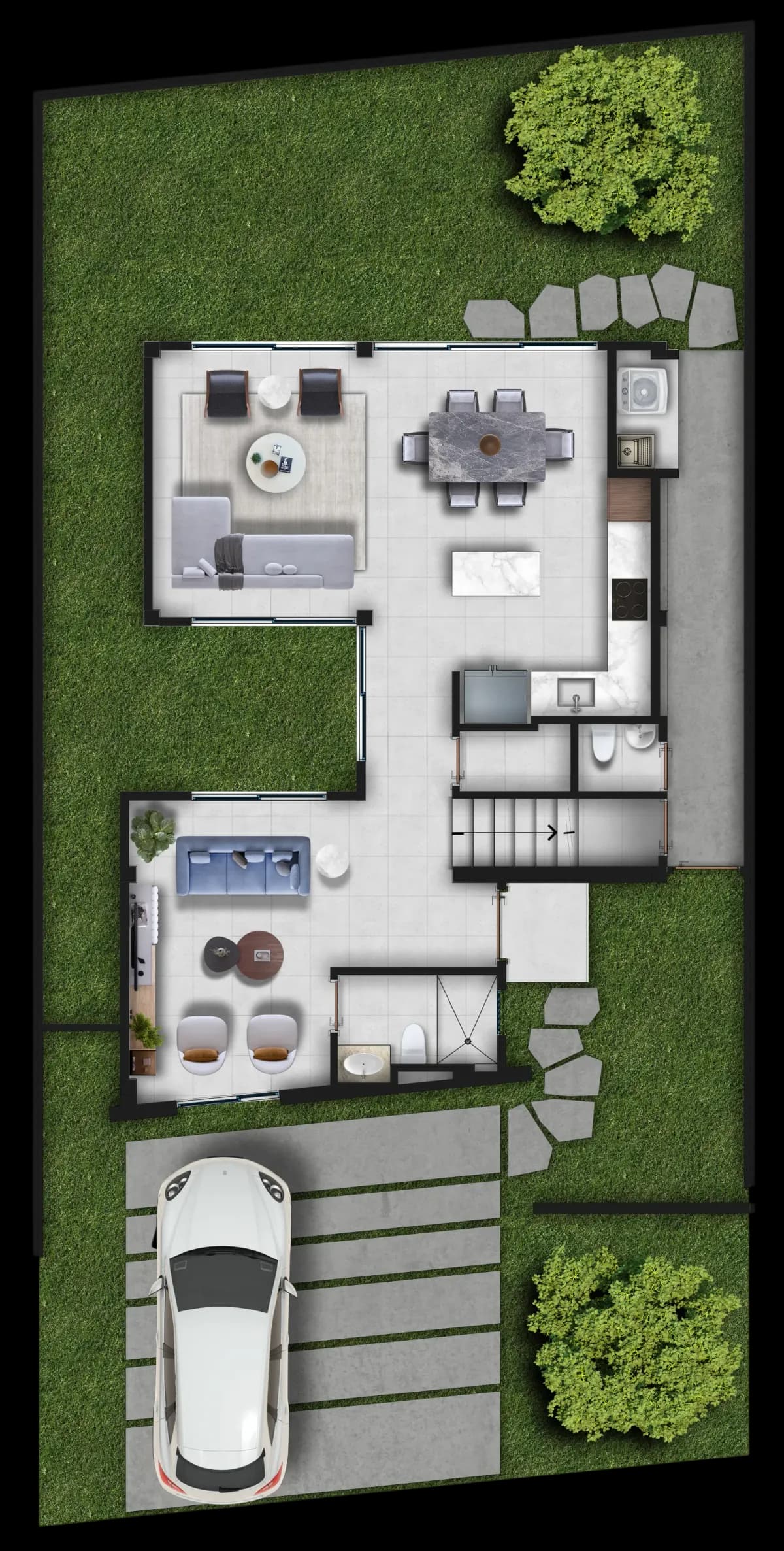 Plano de la planta baja del modelo 1 de casas